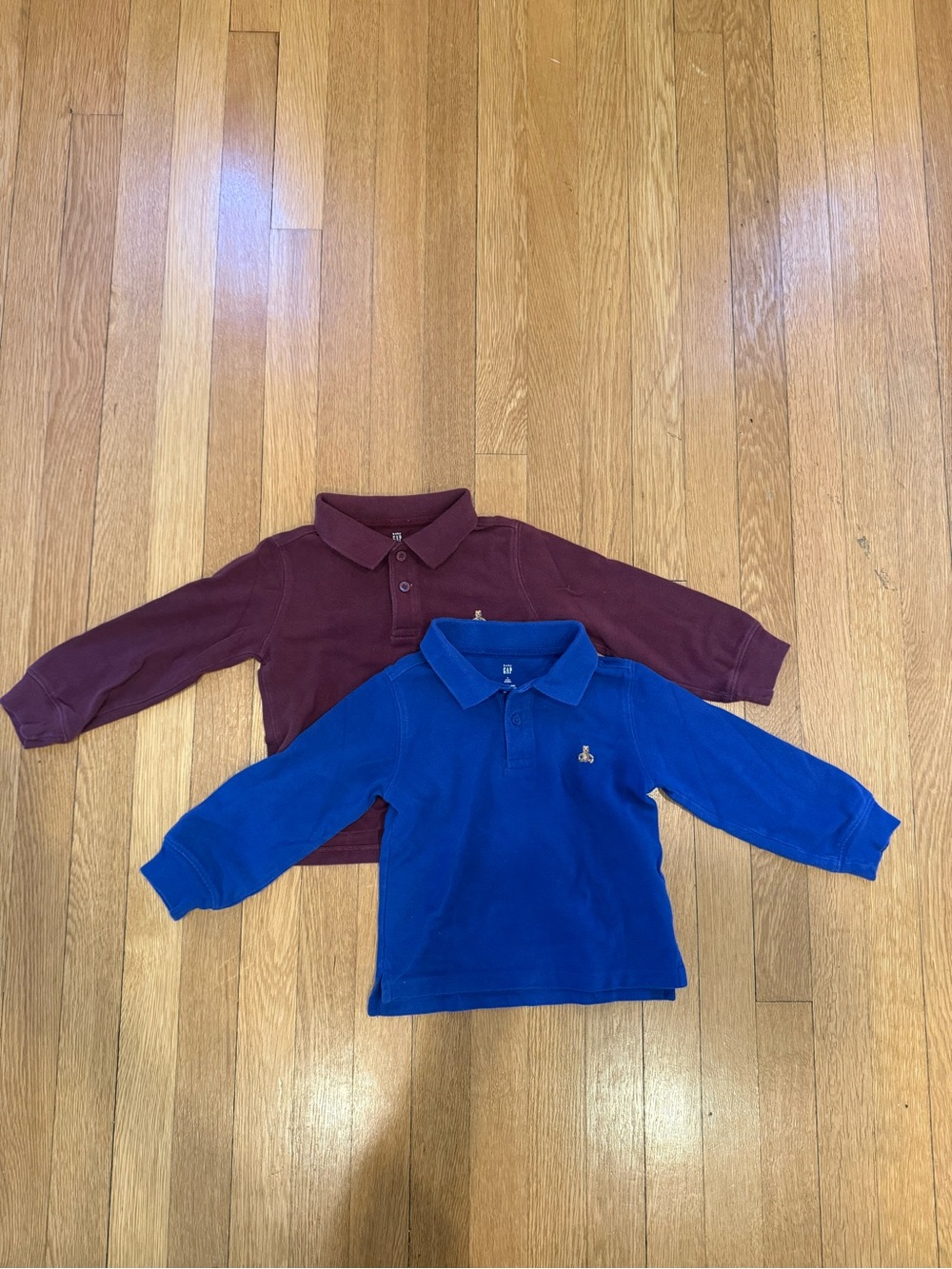 2 GAP Kids Long Sleeve Polo Shirt - Blue and Maroon